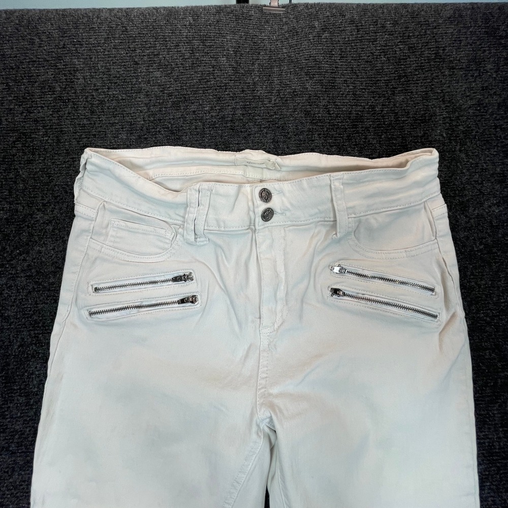 Cello Y2K Jeans Skinny White 16 Moto Zipper Stretch Denim Rockabilly Biker 80's